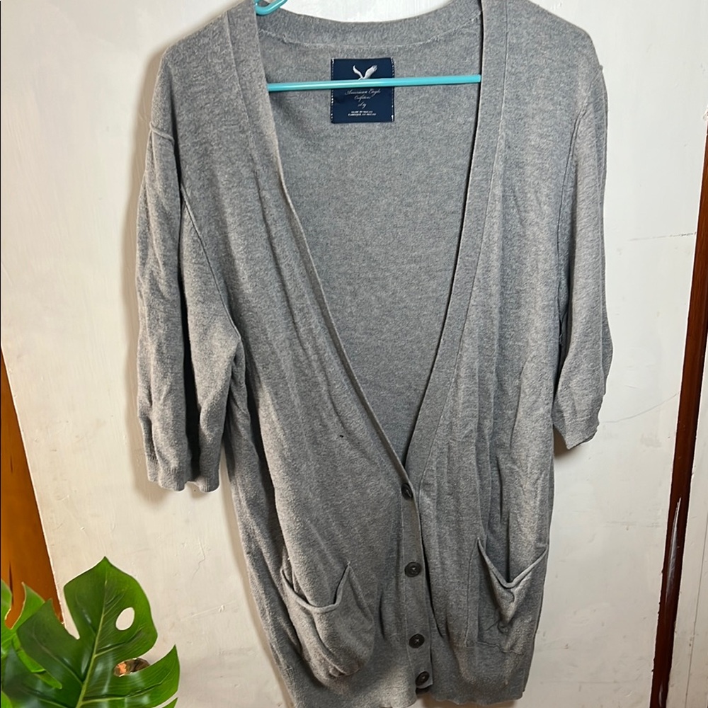 Stylish Gray Button-Up Cardigan